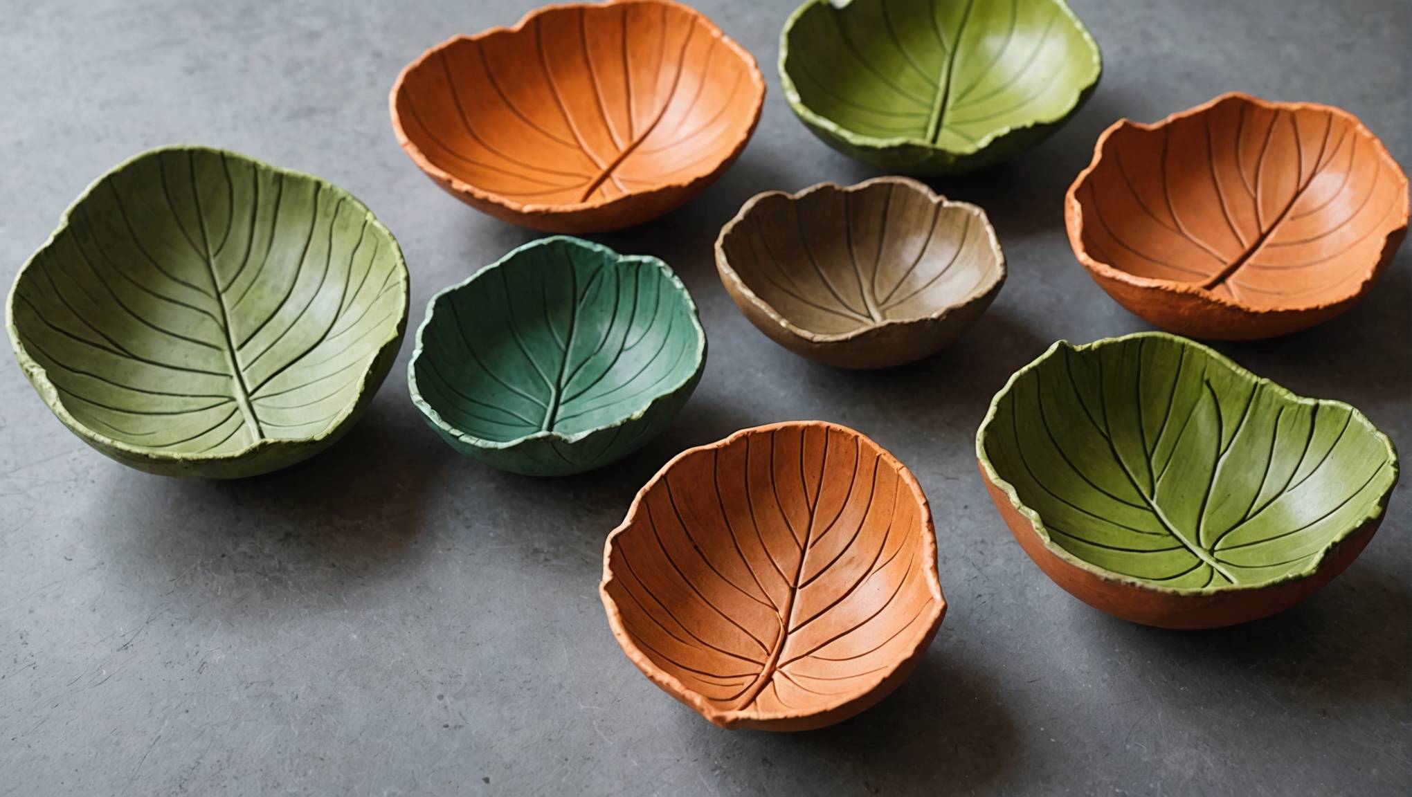 Bols en argile de feuilles